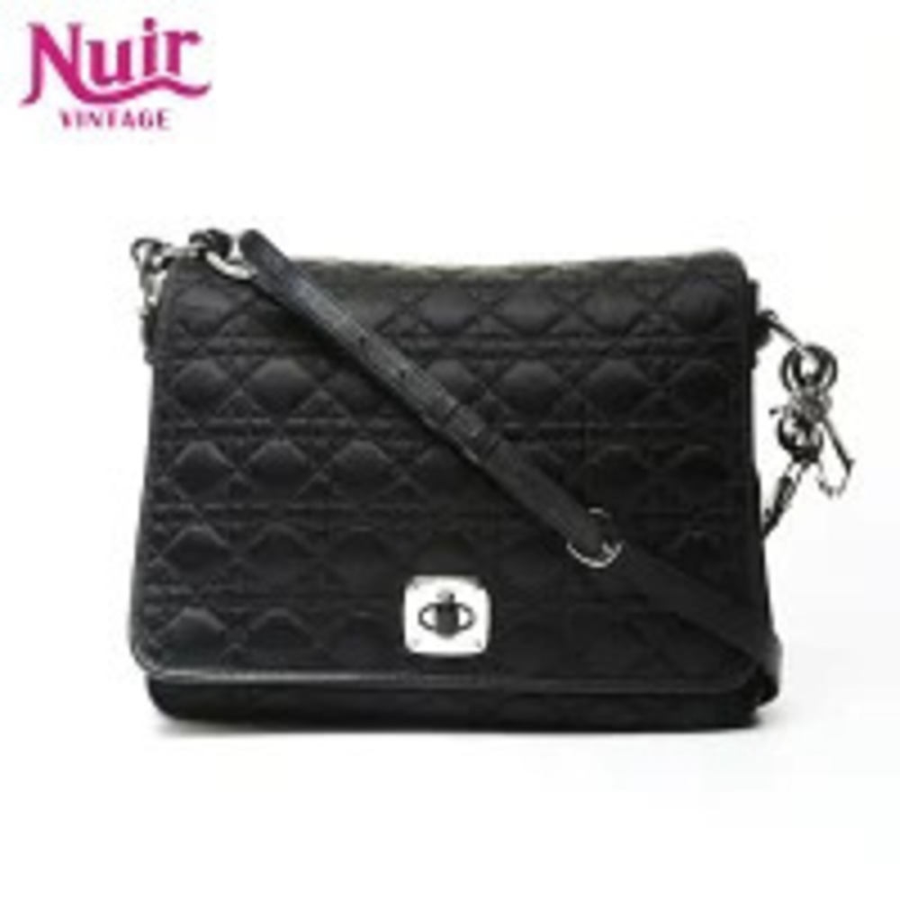 Christian Dior Cannage Shoulder Bag Black